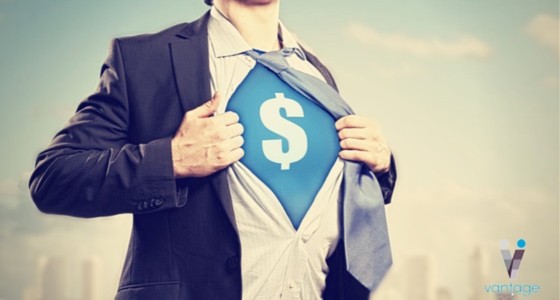 Man opening shirt like superman, revealing a money symbol