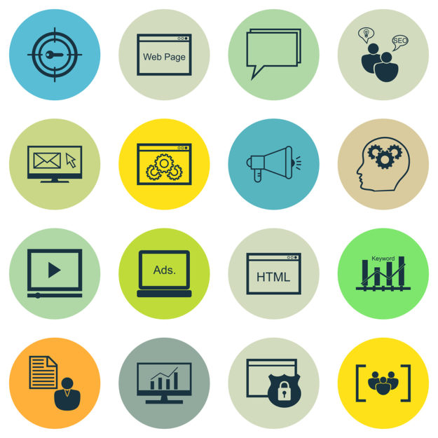 Set Of Seo, Marketing And Advertising Icons On Viral Marketing,